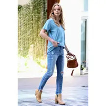 Short Sleeve Cotton Boyfriend V-Neck T-Shirt