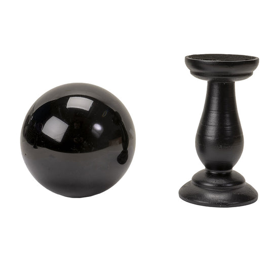 Small Black Crystal Ball on a Stand