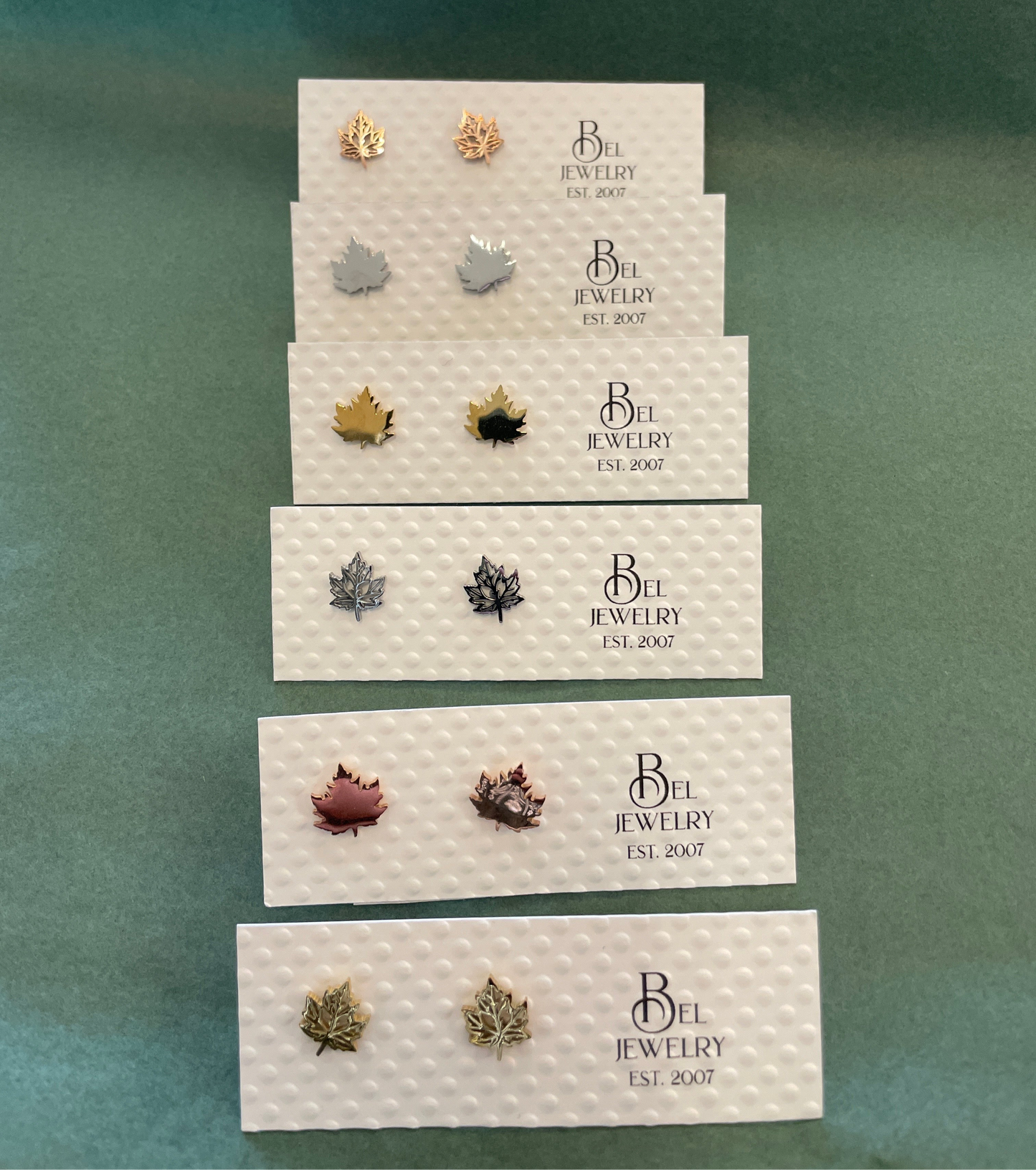 Maple Leaf Stainless Steel Mini Stud Earrings