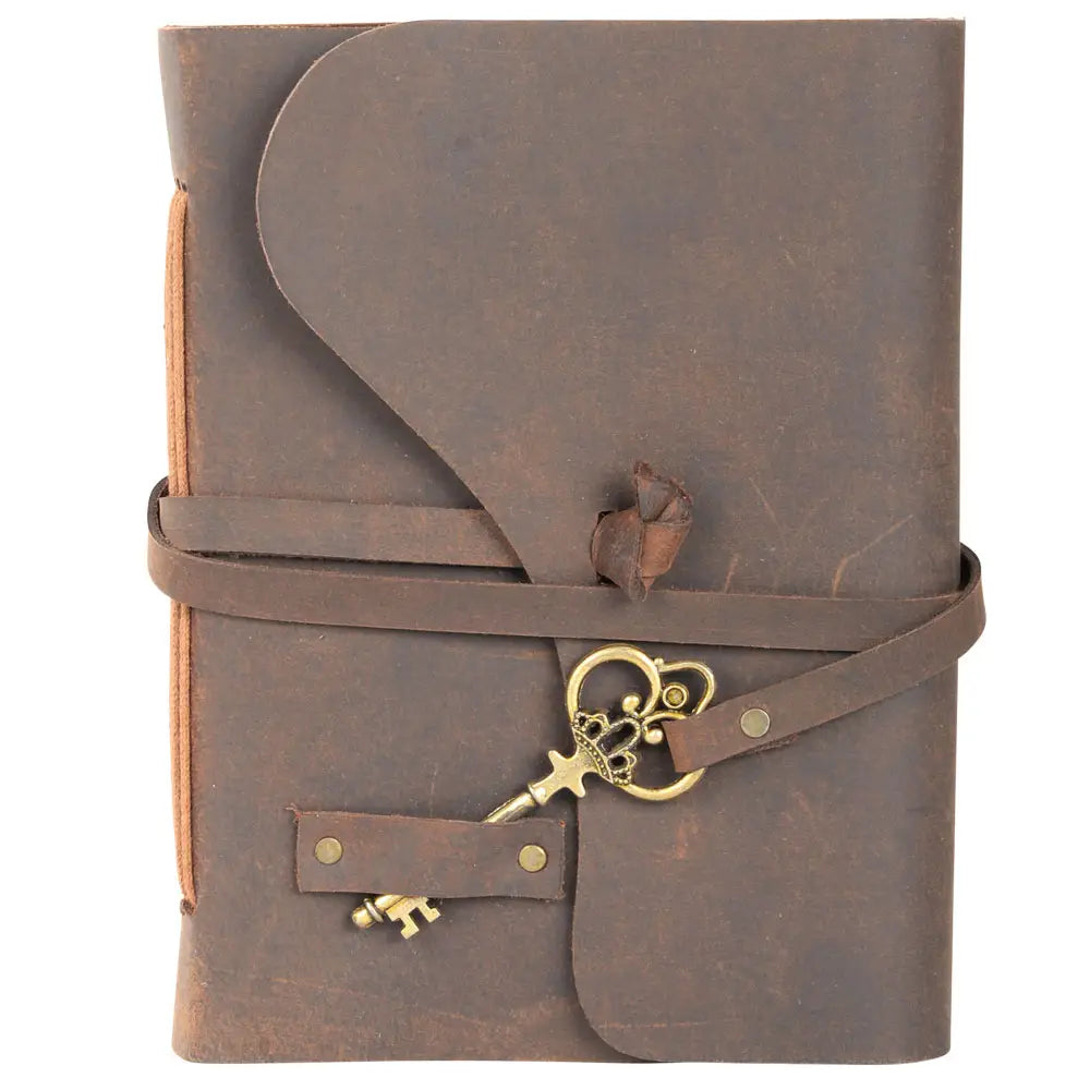 Vintage Leather Journal with Antique Key