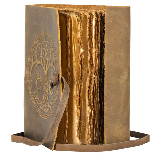 Dark Brown Suede Tree with Sun and Moon Journal