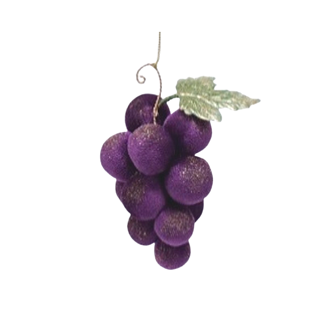 Velvet Grape Cluster Ornament 6"