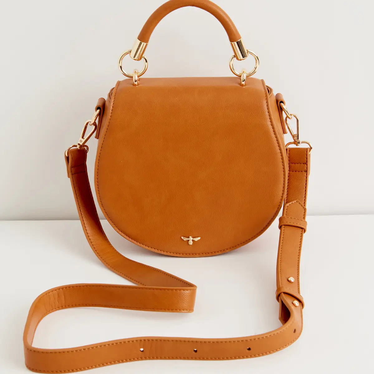 Fable Liberty Saddle Purse Tan Vegan Leather