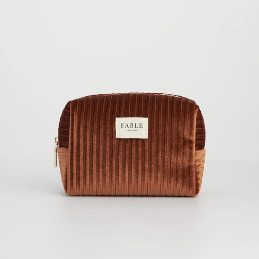 Fable Rust Corduroy Velvet Cosmetics Pouch