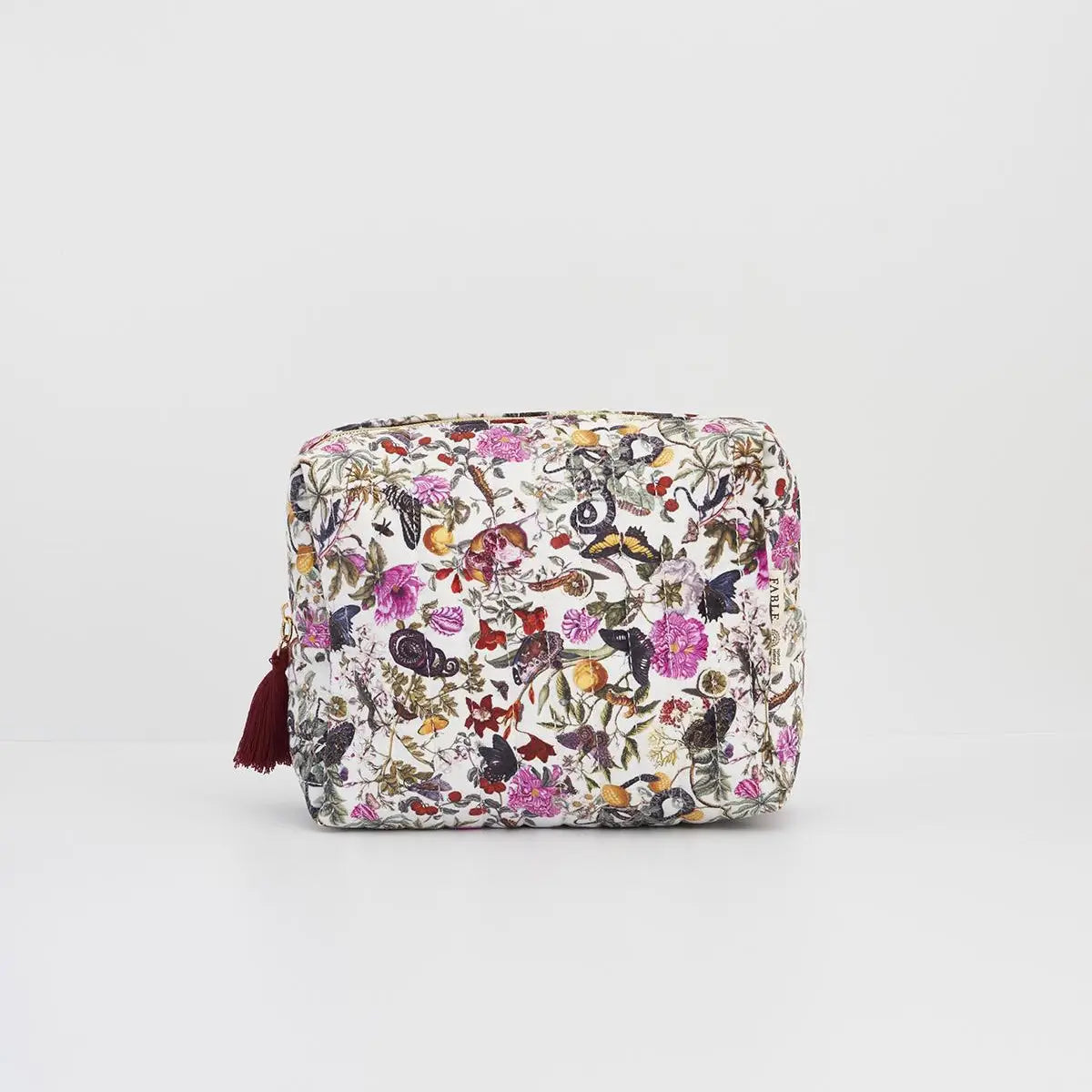 Fable Floral Engravings Large Velvet Cosmetic Bag