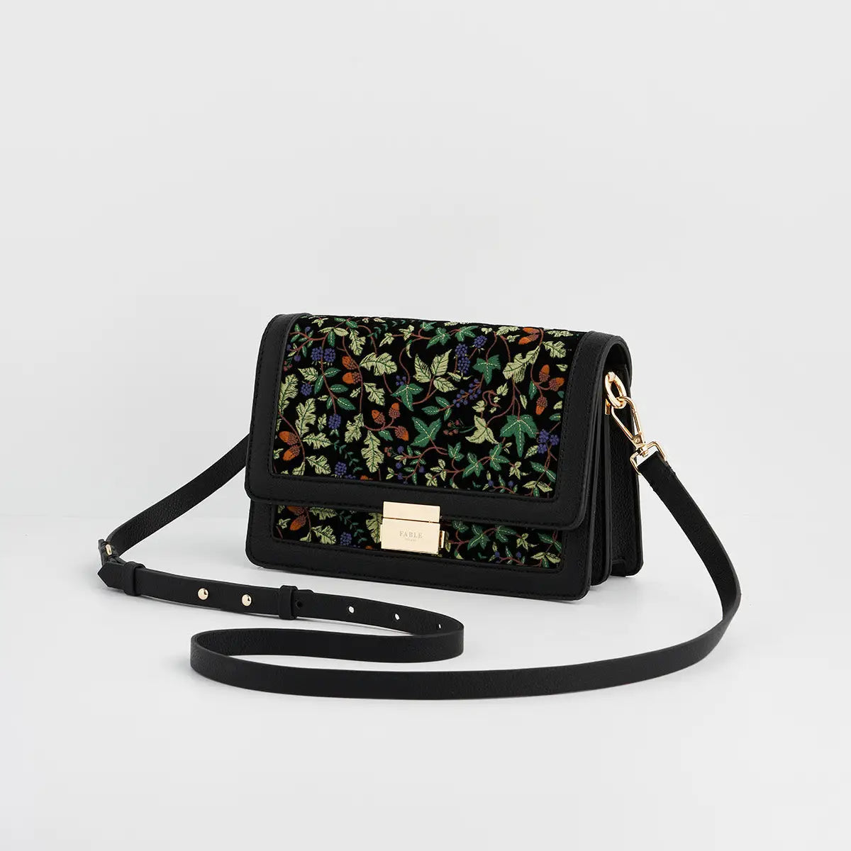Black Embroidered Crossbody Bag