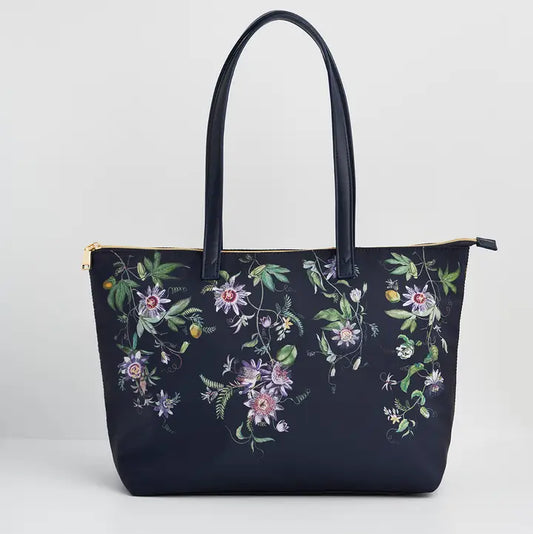 Passion Flower Navy Grab Tote