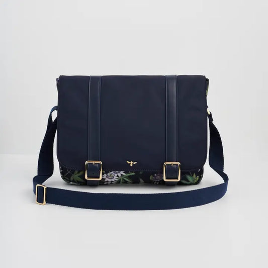 Passion Flower Navy Satchel