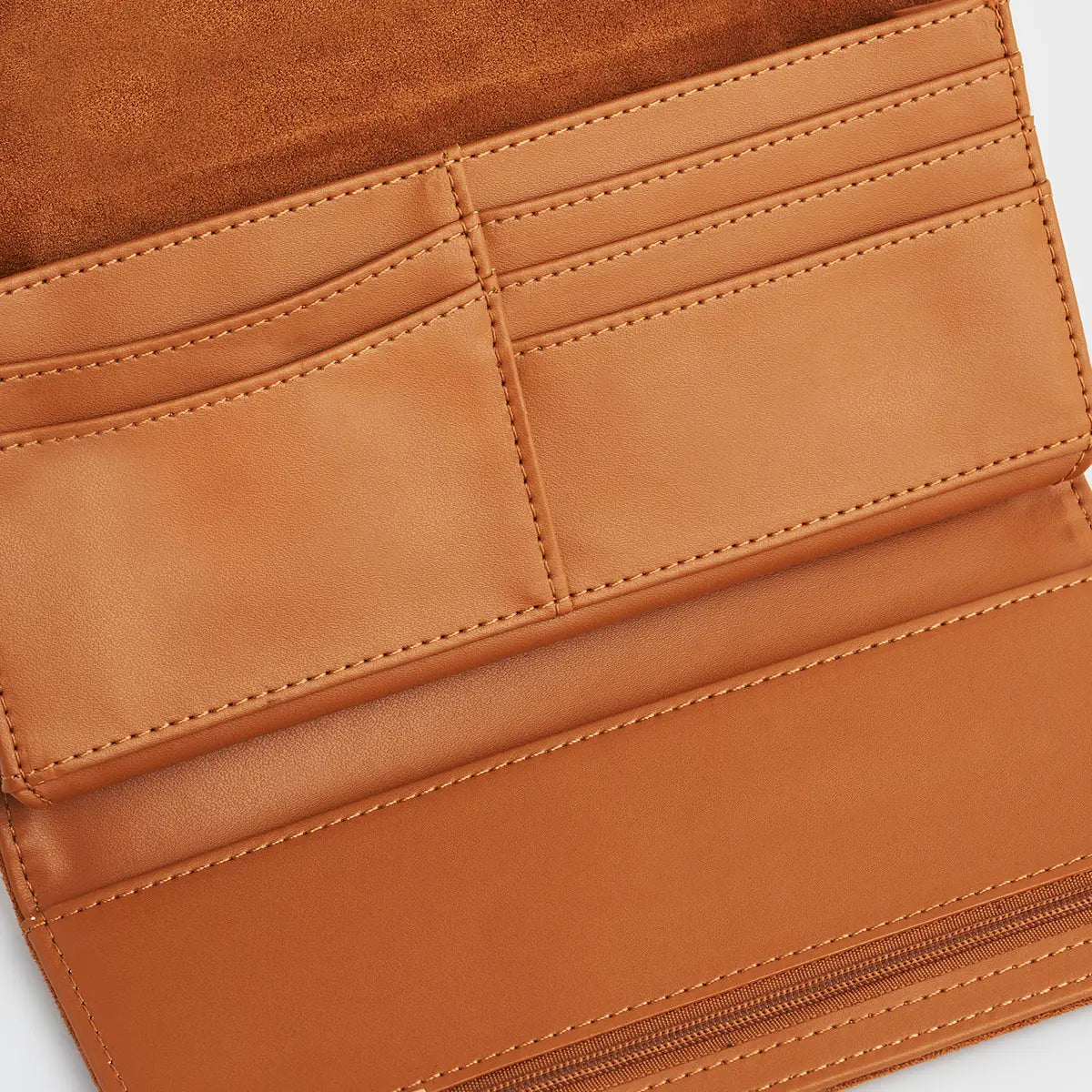 Floral Tan Faux Suede Embroidered Purse