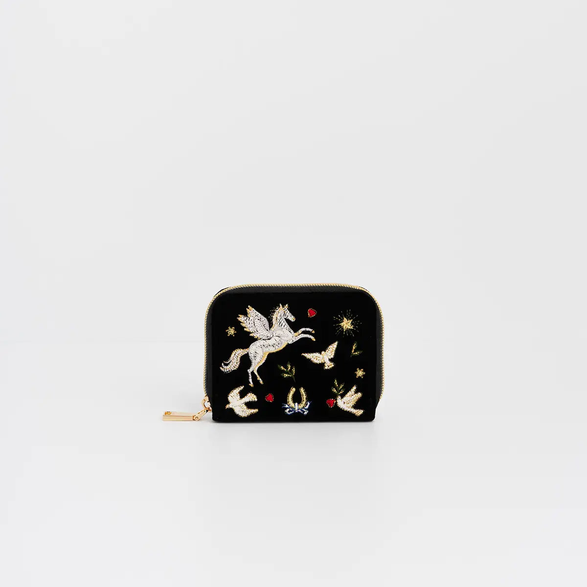 Black Celestial Velvet Embroidered Purse