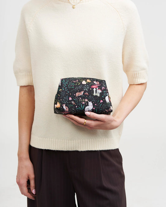 Niva Print Cosmetic Fable Pouch in Green
