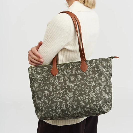 Edith Orla Scene Print Fable Tote Bag in Khaki