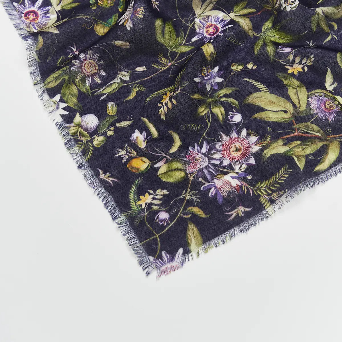 Passion Flower Navy Lightweight Long Scarf