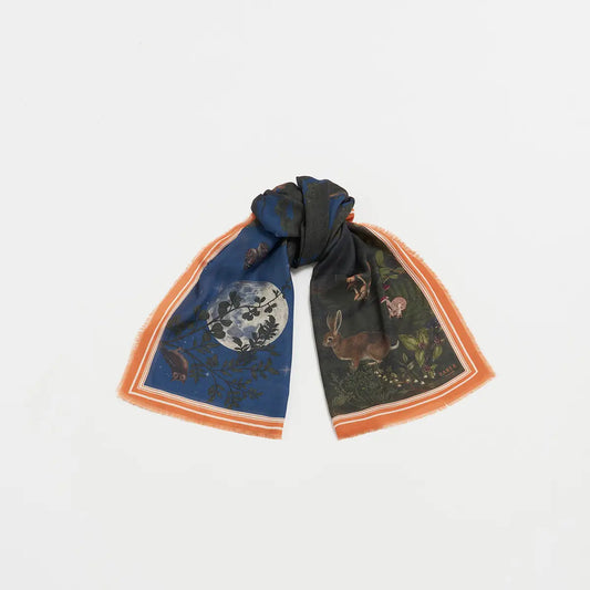 Woodland Meadow Large Rectangle Fable Scarf in Midnight