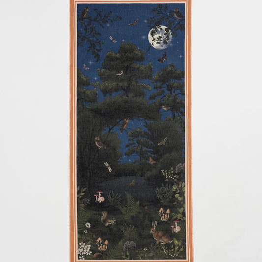 Woodland Meadow Large Rectangle Fable Scarf in Midnight