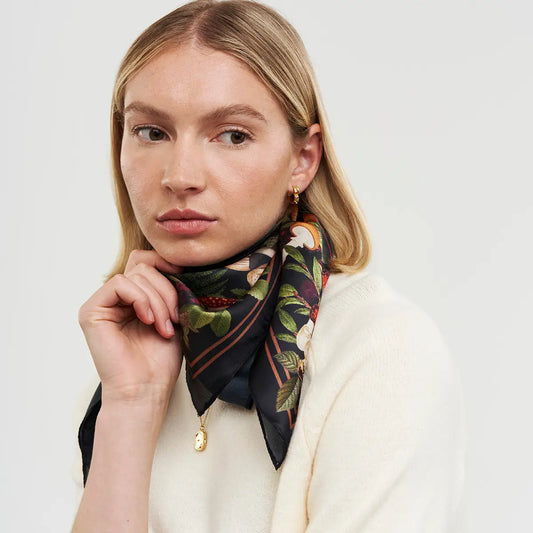 Orla Mushroom Small Square 70 x 70 cm Fable Scarf in Black