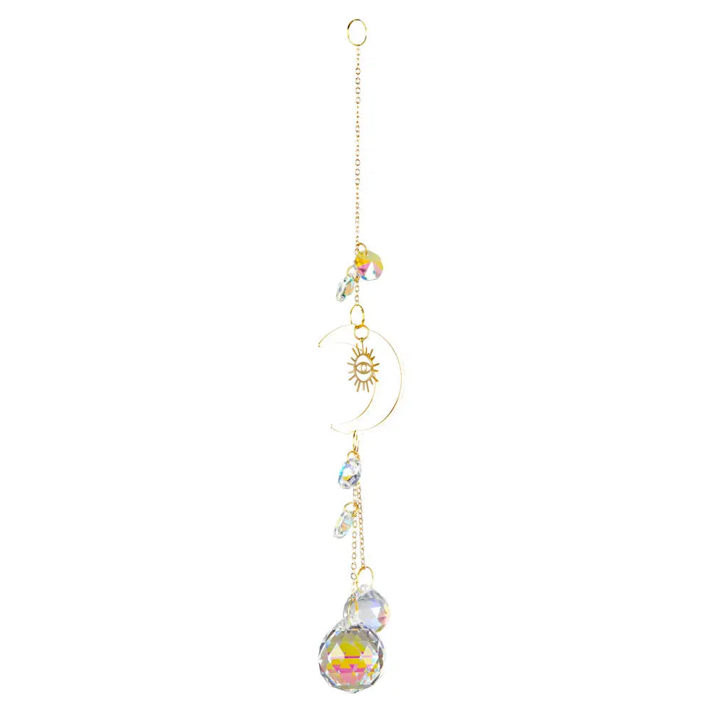 Moon with Evil Eye Crystal Suncatcher