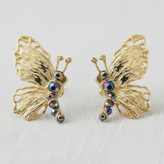 Vintage Hollow Double Layer Butterfly Drop Earrings