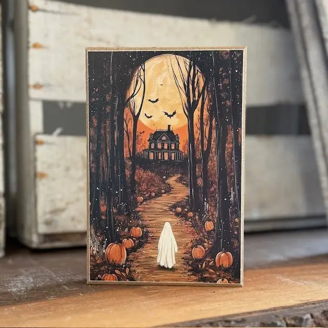 Glowing Ghost Moon Walk Block 4 x 6"