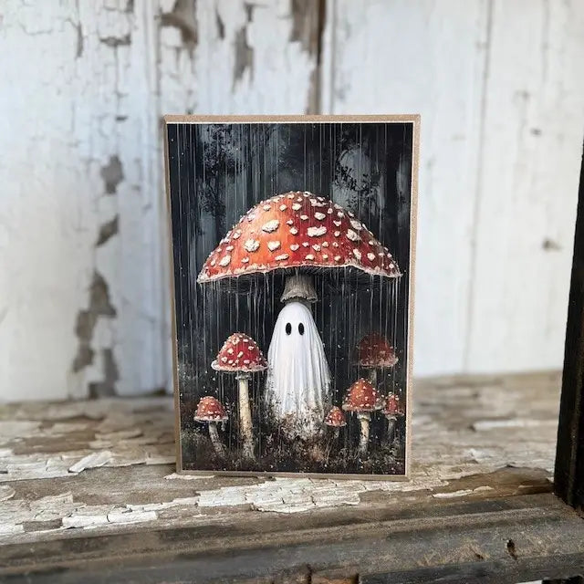 Rainy Mushroom Ghost Block 4 x 6"
