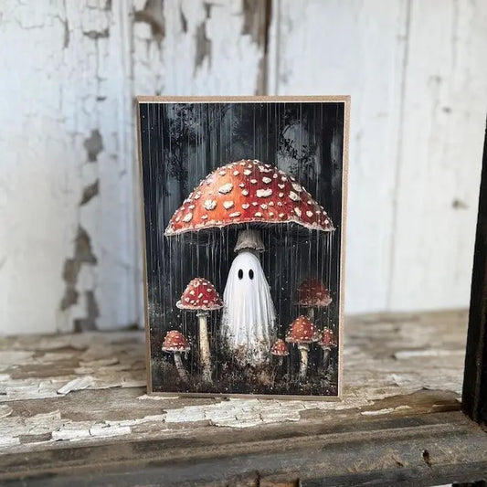 Rainy Mushroom Ghost Block 4 x 6"