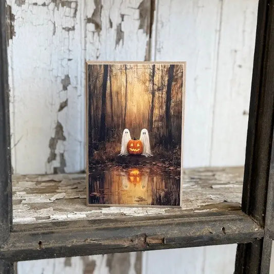 Carved Ghost Friends Block 4 x 6"