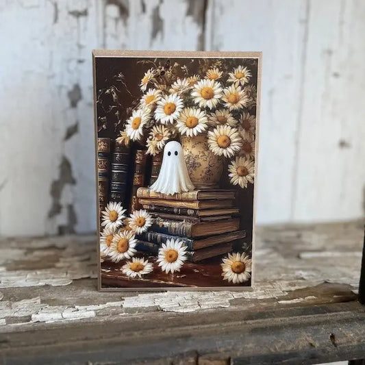 Little Ghost On Books Block 4 x 6"