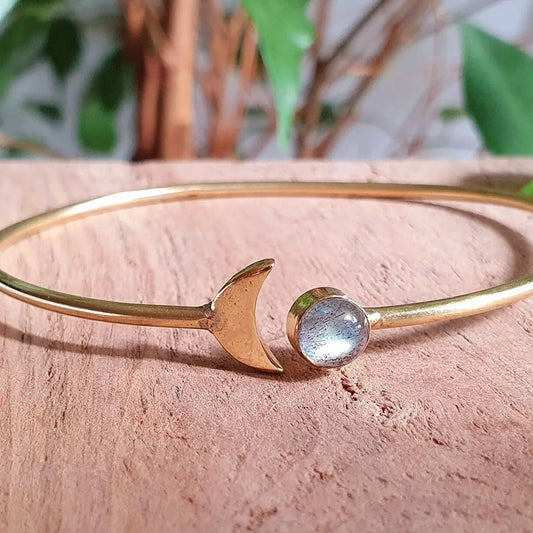 Gold Moon Bracelet with Labradorite