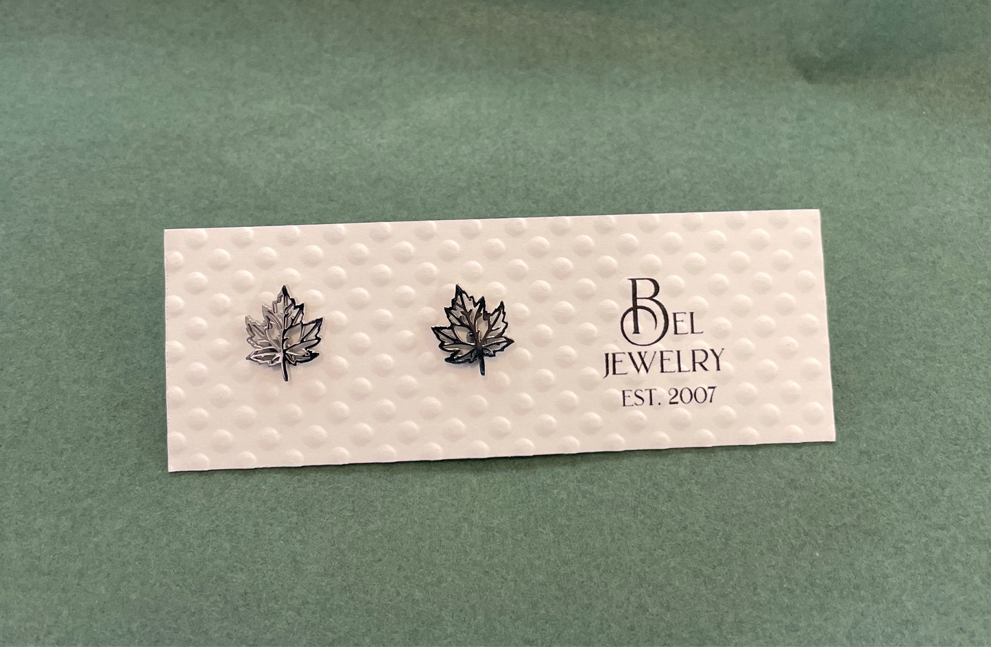 Maple Leaf Stainless Steel Mini Stud Earrings