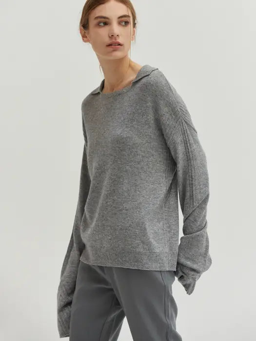Maline Cashmere Softened Collared Sweater Top