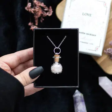 Crystal Chip Potion Bottle Necklace