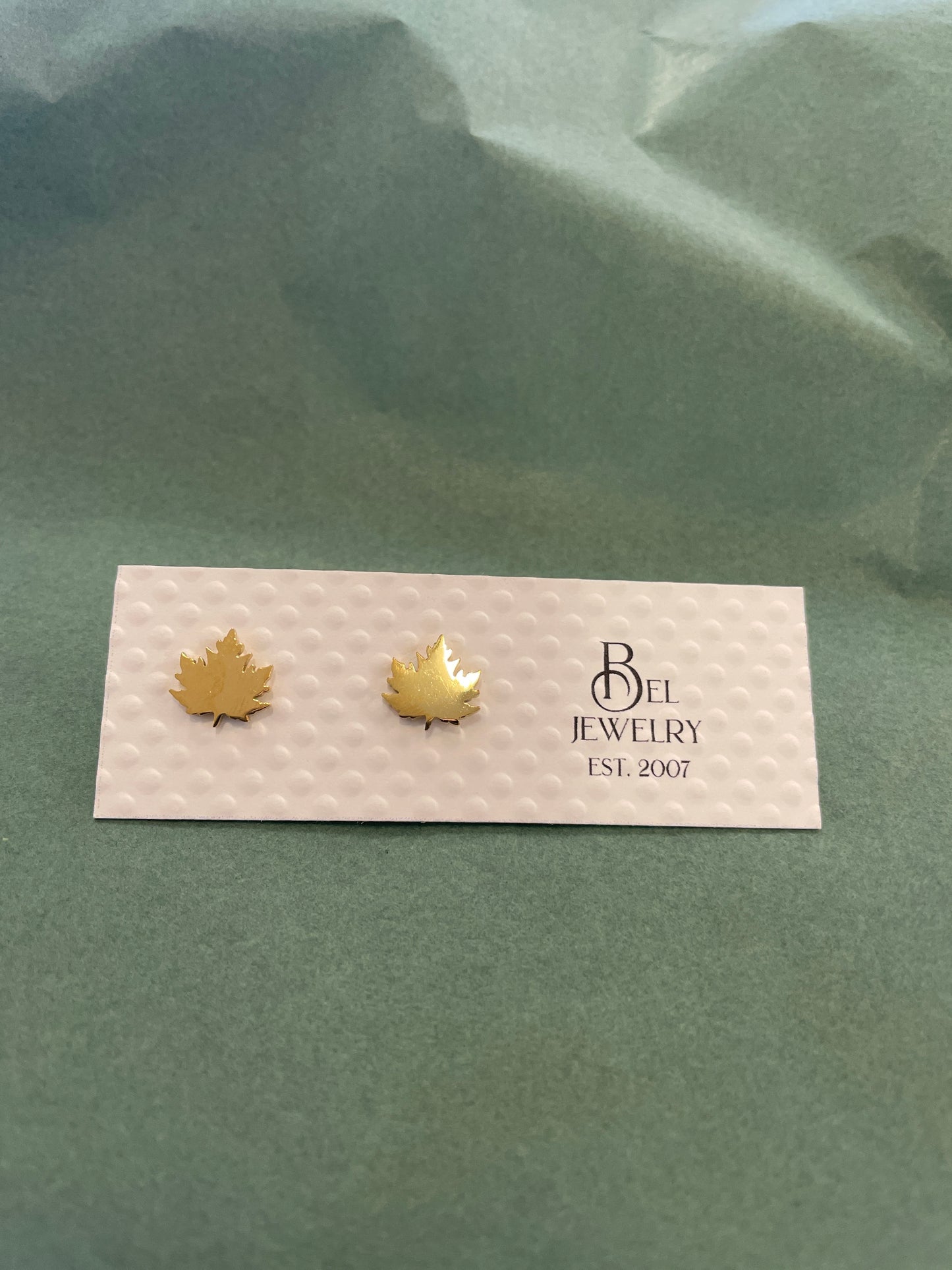 Maple Leaf Stainless Steel Mini Stud Earrings