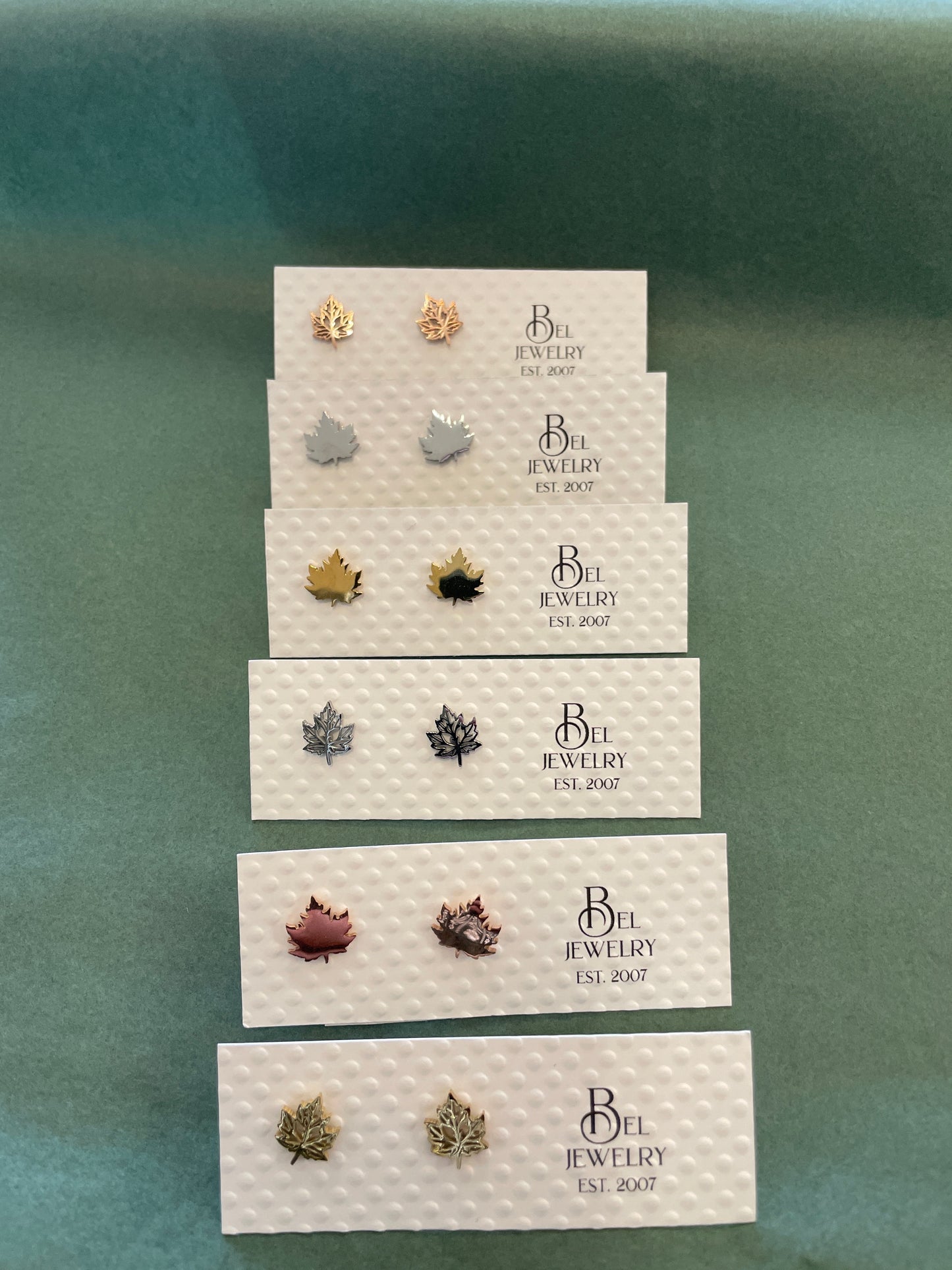 Maple Leaf Stainless Steel Mini Stud Earrings