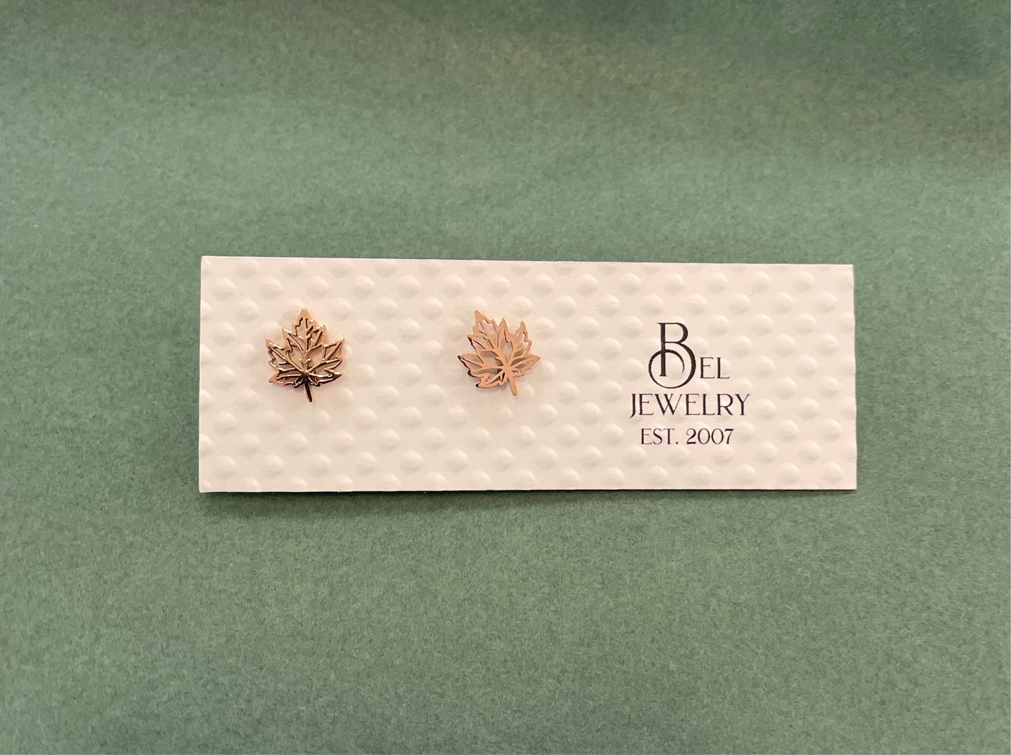 Maple Leaf Stainless Steel Mini Stud Earrings