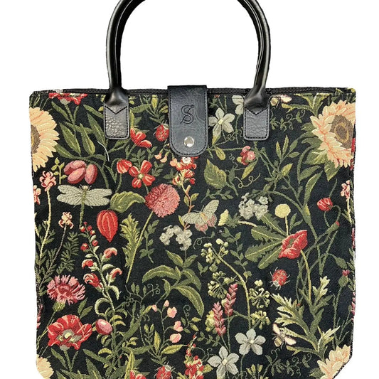 Morning Garden Black Folding Bag
