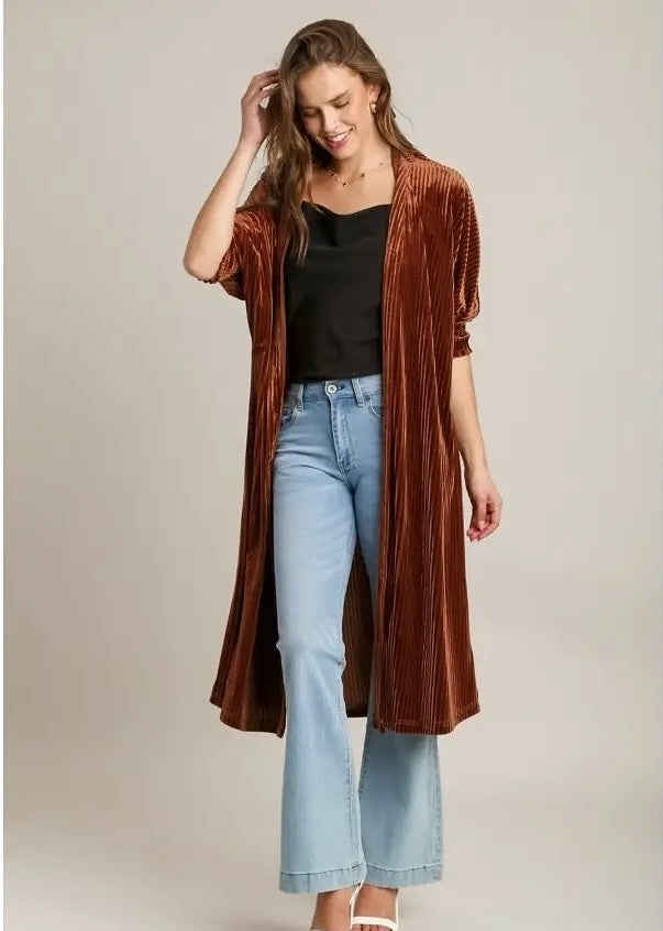 Velvet Corduroy Button Down Shirt Dress