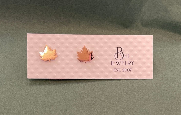 Maple Leaf Stainless Steel Mini Stud Earrings