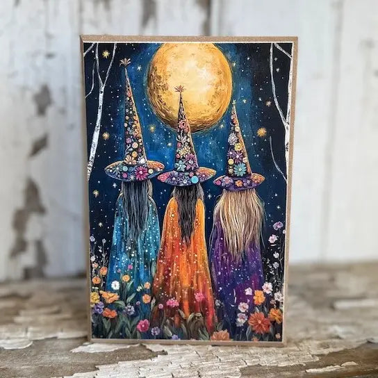 Colourful Witch Sisters Block 4 x 6"