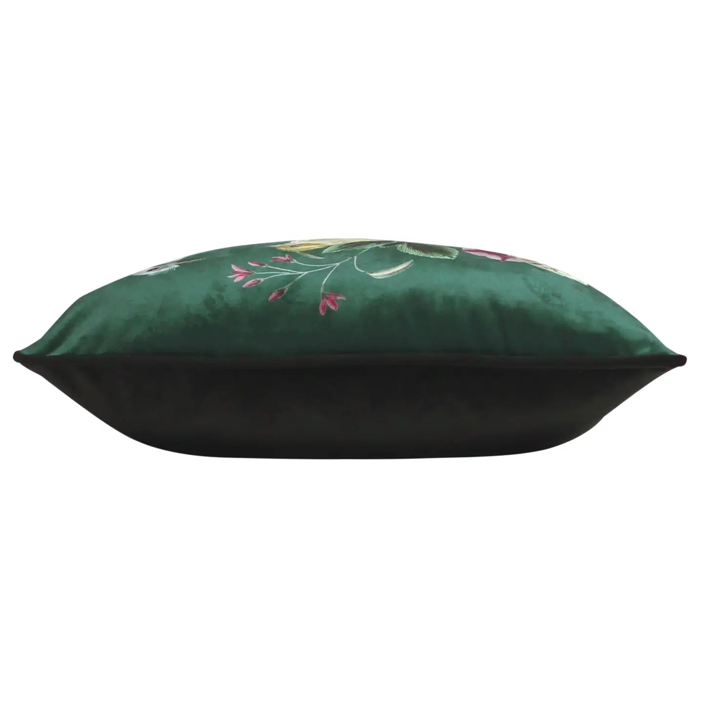 Midnight Garden Bird Velvet Green Cushion