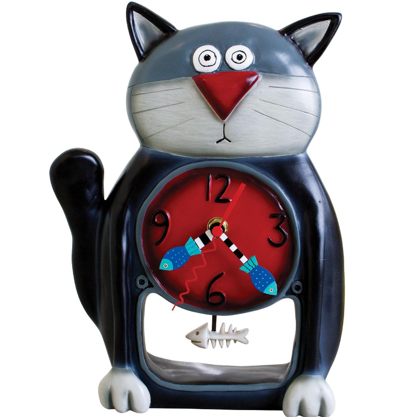 Sculpted Wall Clock with a Fun Pendulum