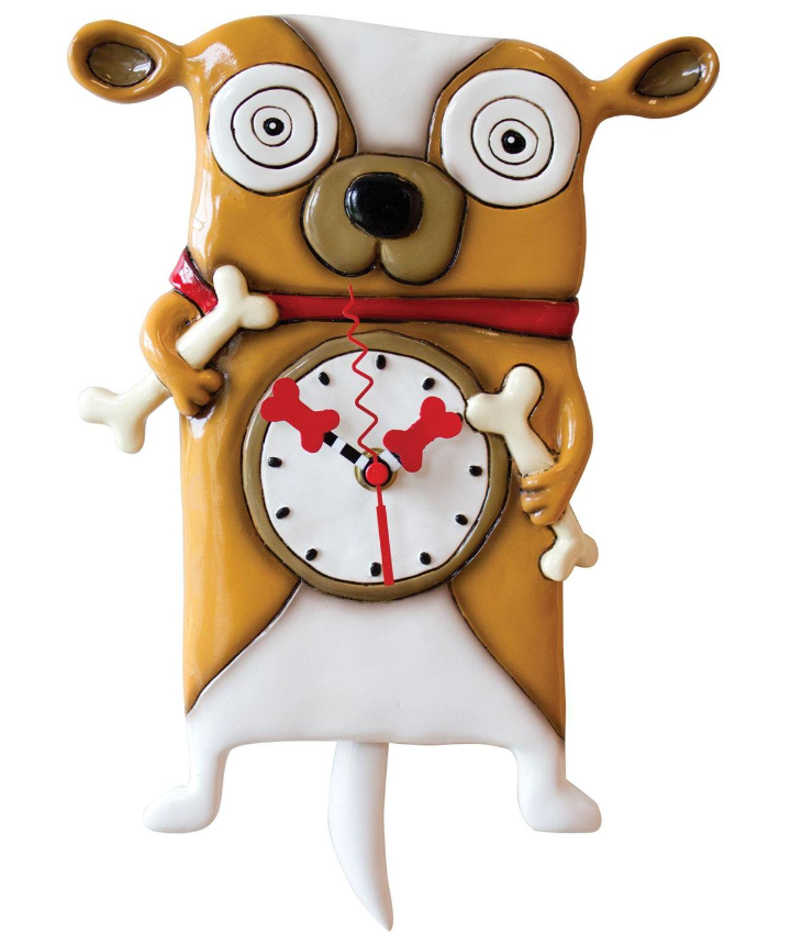 Sculpted Wall Clock with a Fun Pendulum