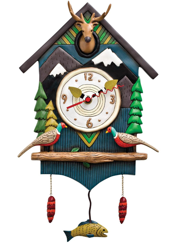 Sculpted Wall Clock with a Fun Pendulum