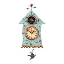 Sculpted Wall Clock with a Fun Pendulum