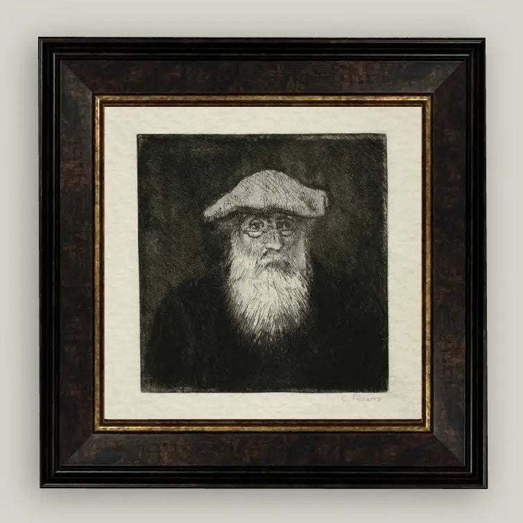 Self Portrait By Camille Pissarro Framed Antique Art 11 x 11"