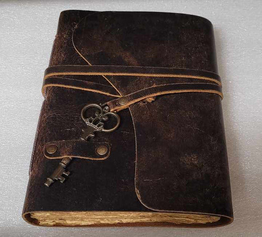Vintage Leather Journal with Antique Key