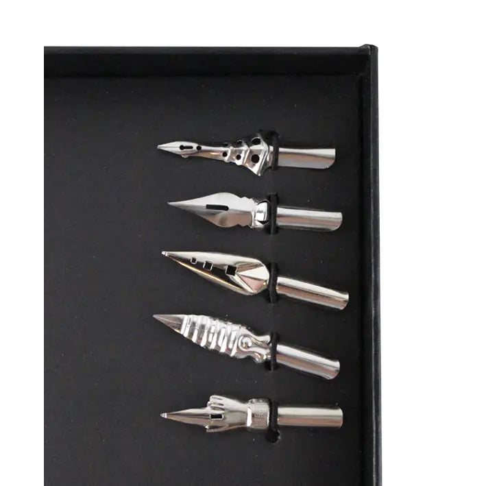 Writing Calligraphy Set - Black Box with White Feather Pen