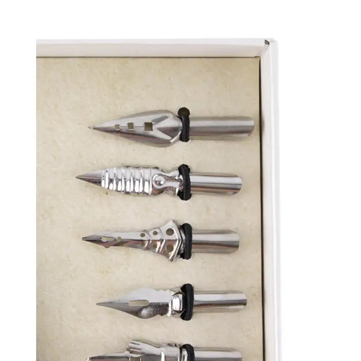 Calligraphy Writing Set - White Box with Black Feather Pen