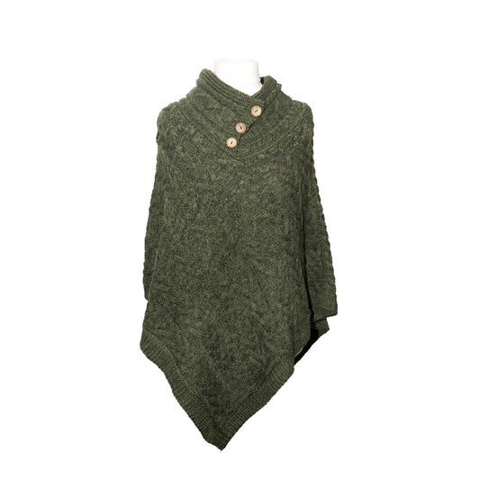 Aran Cable Knit Button Poncho