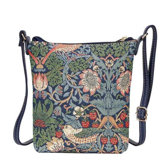 William Morris Strawberry Thief Blue Sling Crossbody Bag