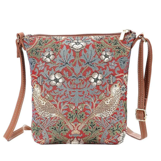 Strawberry Thief Red Sling Bag Purse Crossbody